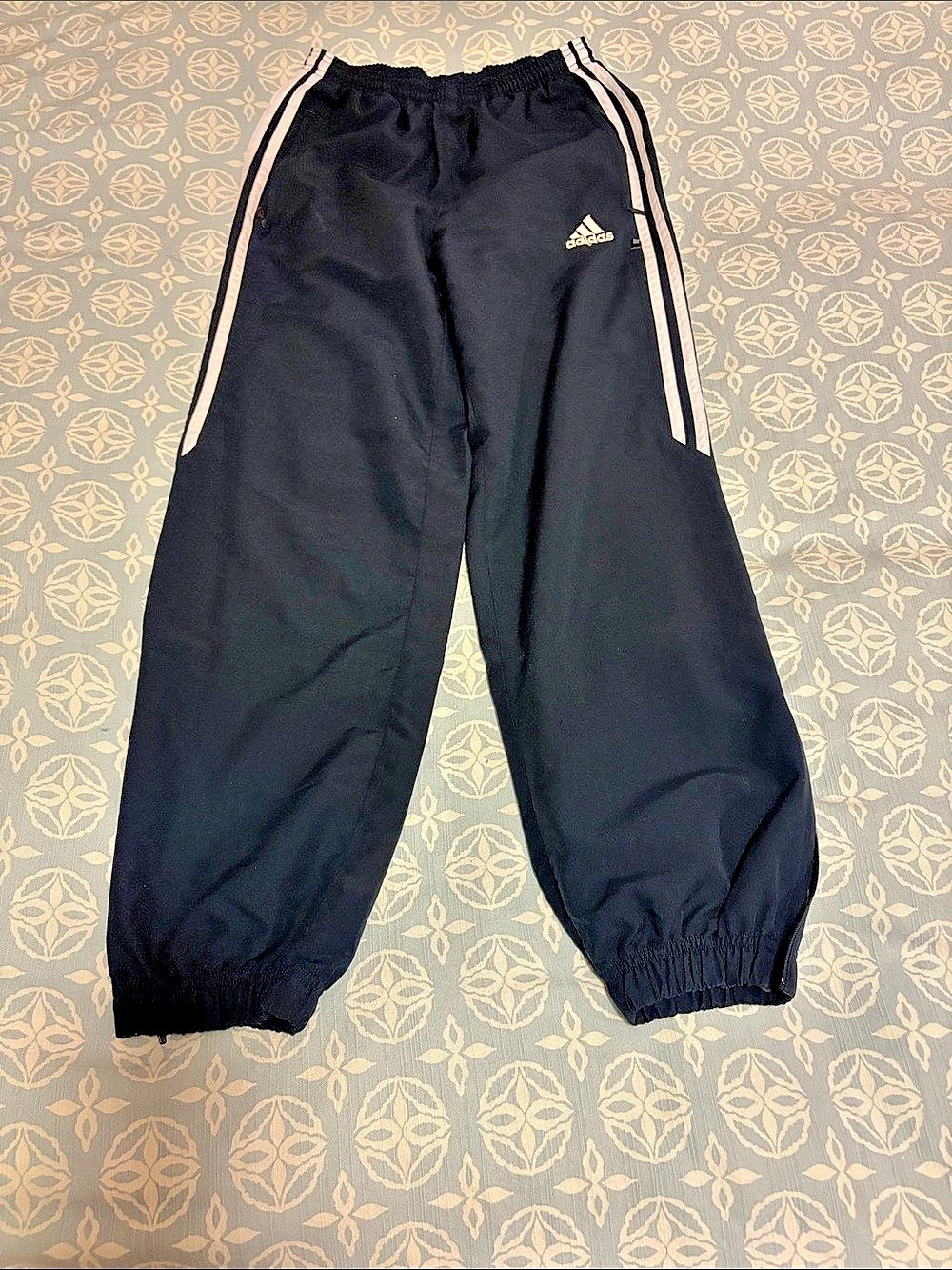 Vintage 2005 Adidas 3 Stripe Track Pants Black White Men’s Medium Y2K
